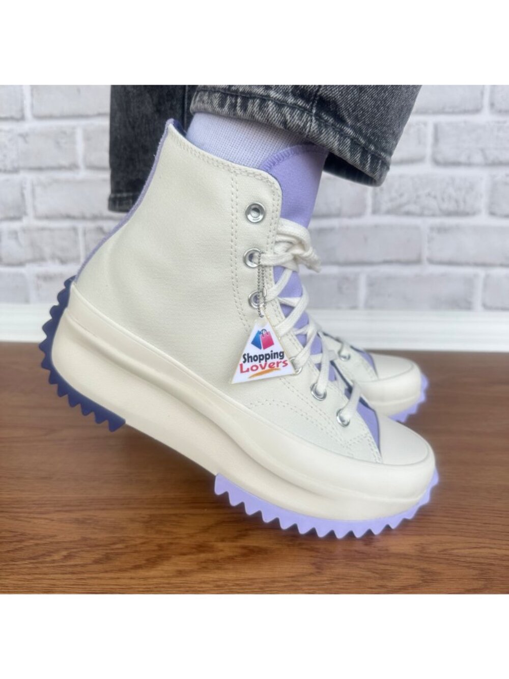 ⭐Converse Run Star Hike Hi Platform 7.5 Women Shoes Sneakes Beige Purple A16188C - Picture 13 of 14
